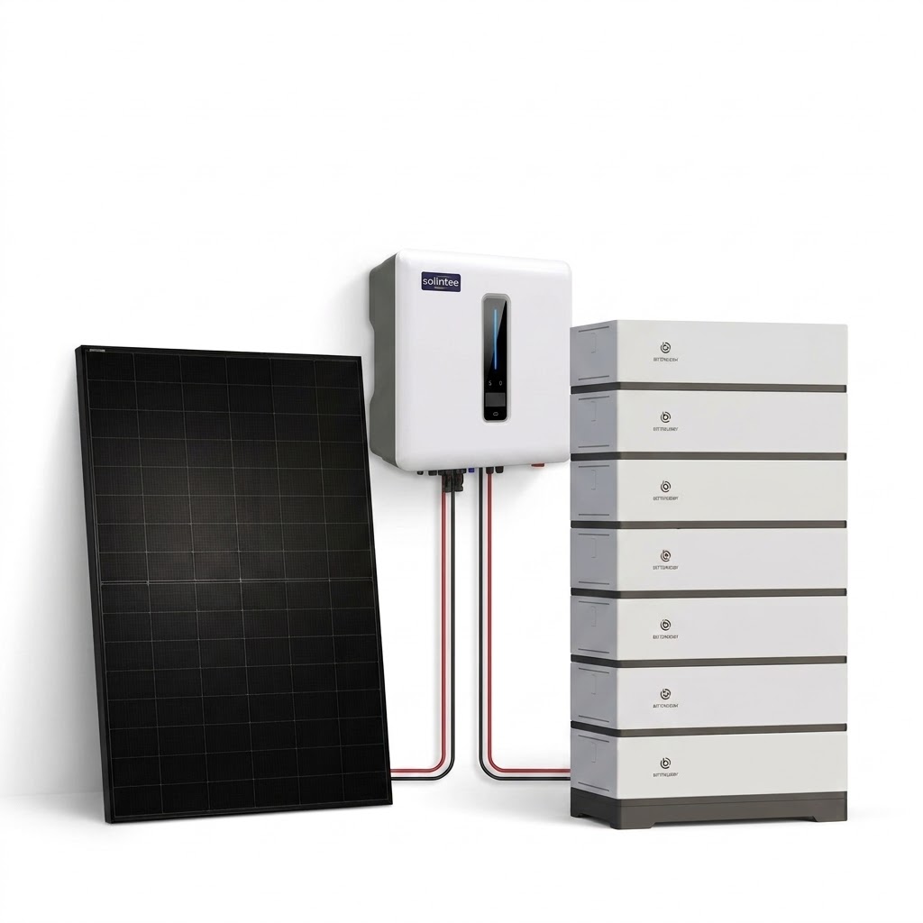 batteri, inverter og solceller